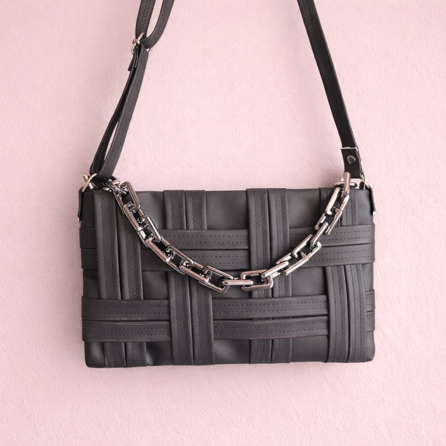 Luxury Black Woven Chain Shoulder Bag
