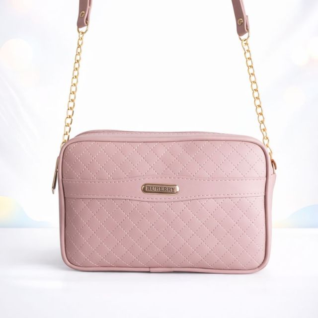 Elegant Pink Quilted Chain Sling Bag for Women