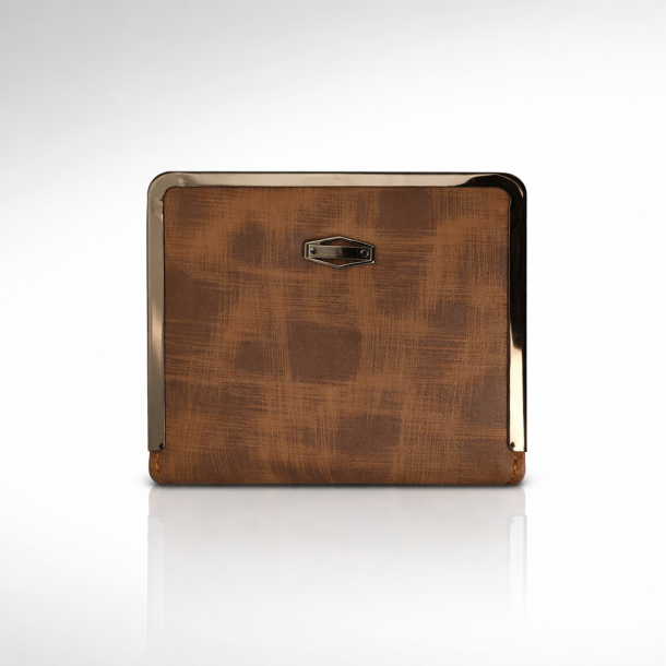 Premium Brown Vintage Leather Finish Wallet with Metal Frame