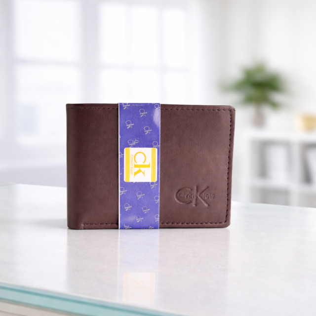 Calvin Klein Brown Leather Bi-Fold Wallet for Men