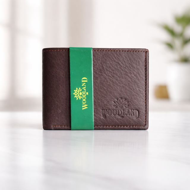 Woodland Brown Genuine Leather Bi-Fold Wallet for Men
