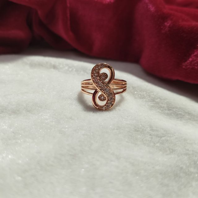 Rose Gold Plated Infinity Swirl Crystal Adjustable Ring