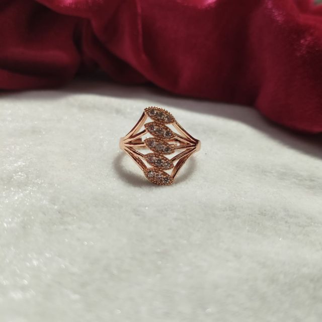 Rose Gold Plated Geometric Multi-Layer AD Crystal Ring