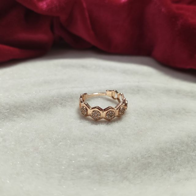Rose Gold Plated Minimal AD Stone Band Ring
