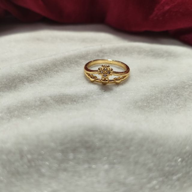 Gold Plated Floral AD Stone Minimal Ring