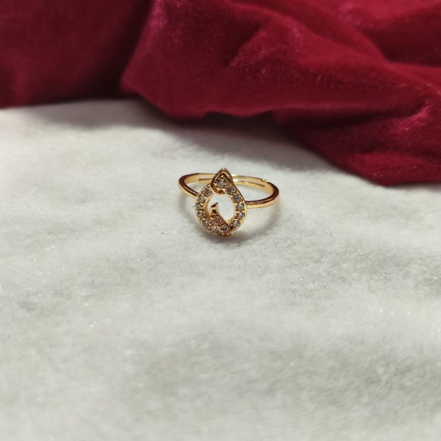Gold Plated Teardrop AD Stone Adjustable Designer Ring