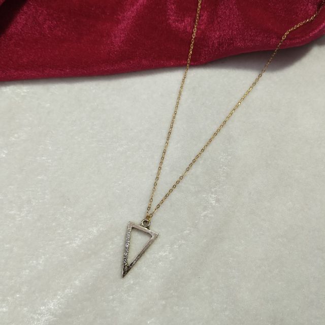Gold Plated Minimal Triangle Pendant Chain Necklace