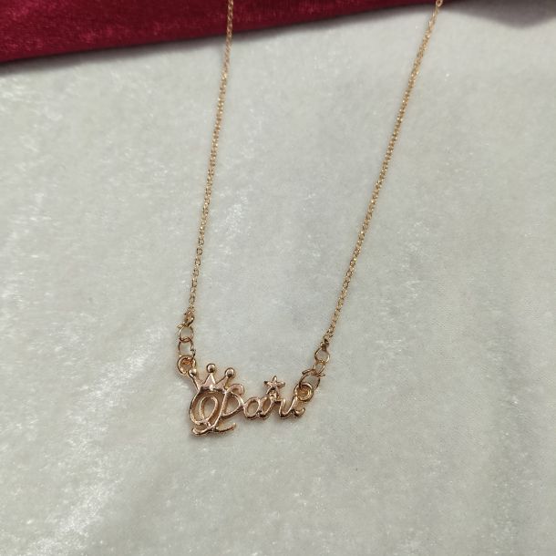 Gold Plated Paris Crown Name Pendant Chain Necklace