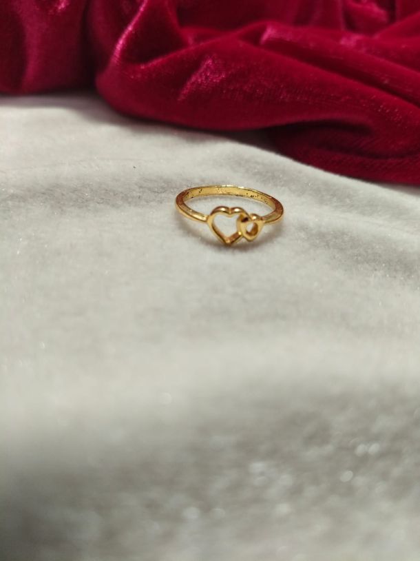Double Heart Minimal Gold Ring for Women