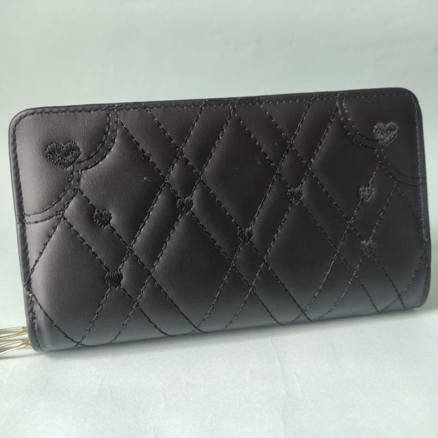 Black Quilted Zip Wallet for Women / Ladies Long Purse