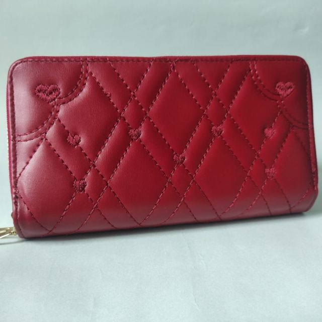 Stylish Red Quilted Zip Wallet for Women