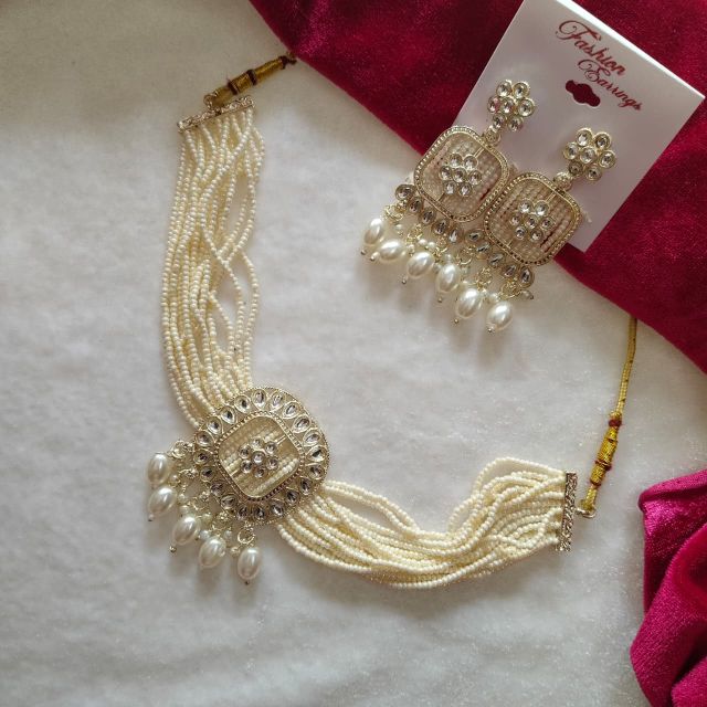 Royal Pearl Kundan Party Wear Choker Set