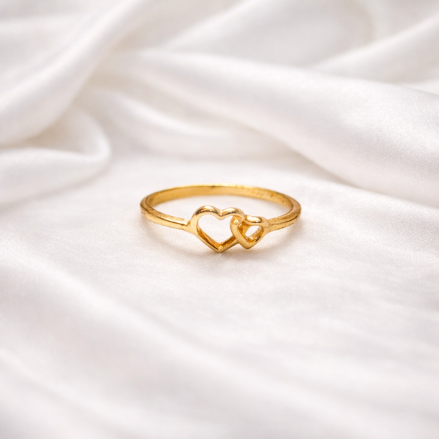 Gold Double Heart Minimalist Ring