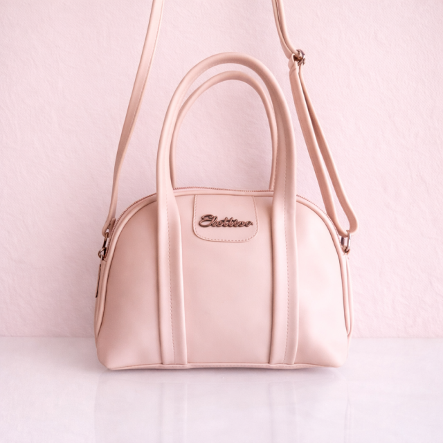 Chic Blush Pink Dome Handbag with Sling Strap