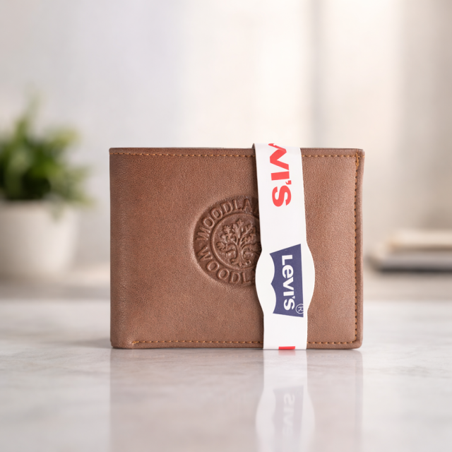 Woodland Tan Brown Leather Bi-Fold Wallet for Men