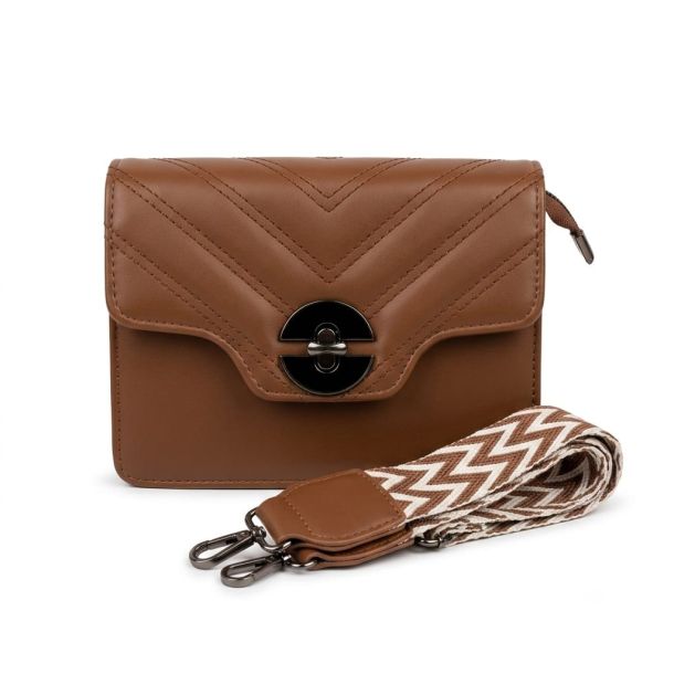 Elegant Brown Quilted Crossbody Sling Bag for Women