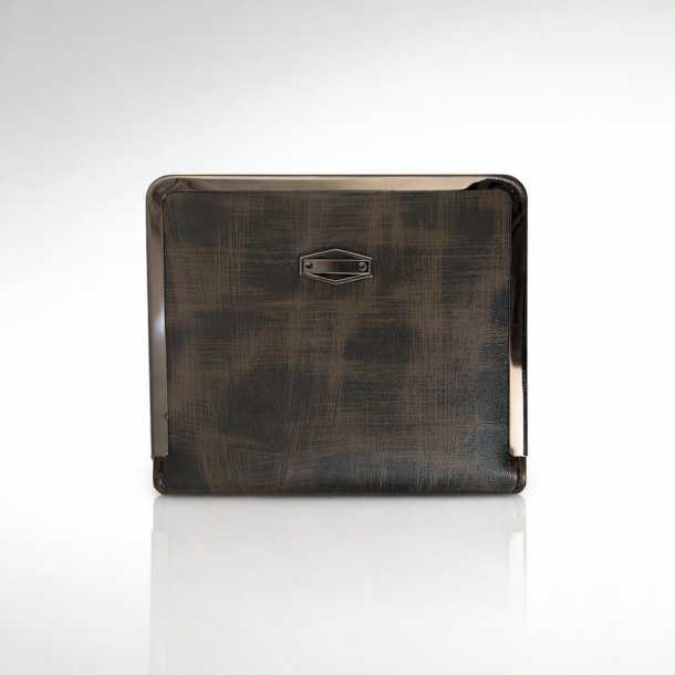 Premium Vintage Leather Finish Card Holder Wallet with Metal Frame