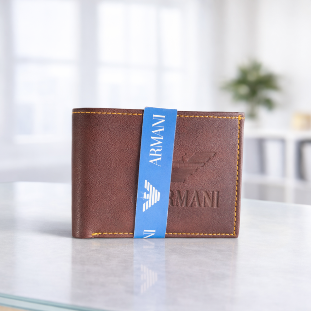 Armani Brown Leather Bi-Fold Wallet for Men