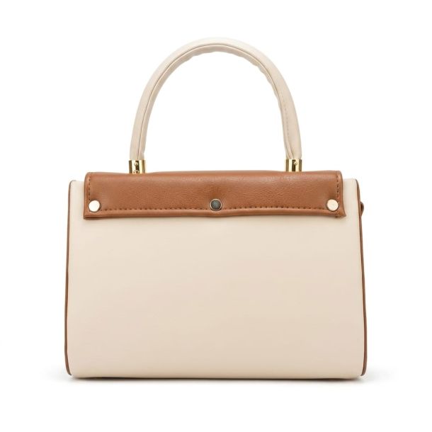 Elegant Beige & Brown Top Handle Handbag for Women